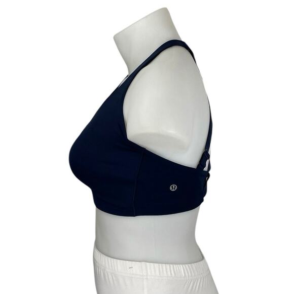 Lululemon Navy Blue Sleeveless Crossback Straps Sports Bra Crop Tank Top 36D - Picture 2 of 5